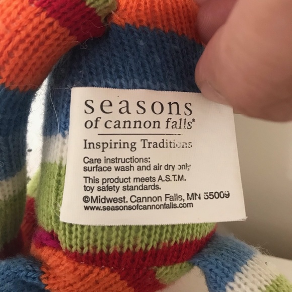 Seasons of Cannon Falls Sock Monkey Magnetic Hands and Feet Multi Color Plush - Picture 8 of 11